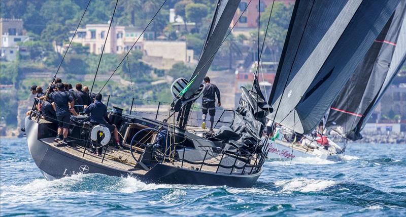 Terry Hui's eventual overall 2022 IMA Maxi European Championship winner Lyra chases the Mylius 60CK Cippa Lippa X photo copyright IMA / Studio Borlenghi taken at Circolo del Remo e della Vela Italia and featuring the Maxi class