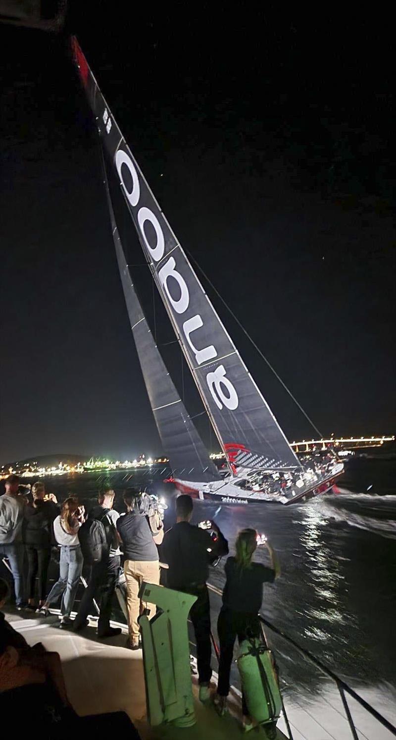 andoo Comanche as she crosses the finish line to claim Line Honours 2022 Sydney to Hobart race - photo © Clayton Reading