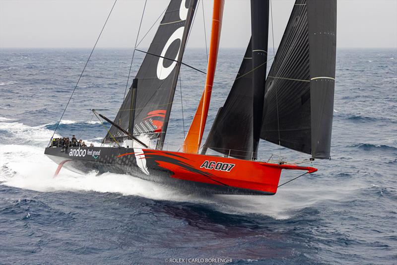 Andoo Comanche on the afternoon of 27 December, 2022 Rolex Sydney Hobart Yacht Club photo copyright Carlo Borlenghi/Rolex taken at  and featuring the Maxi class