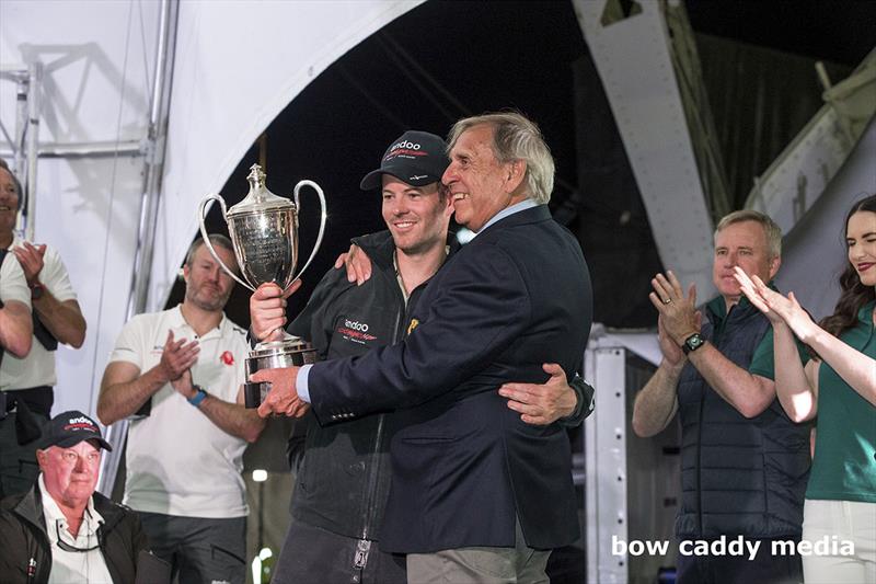 John Winning Jnr with CYCA Commodore Arthur Lane photo copyright Bow Caddy Media taken at Cruising Yacht Club of Australia and featuring the Maxi class
