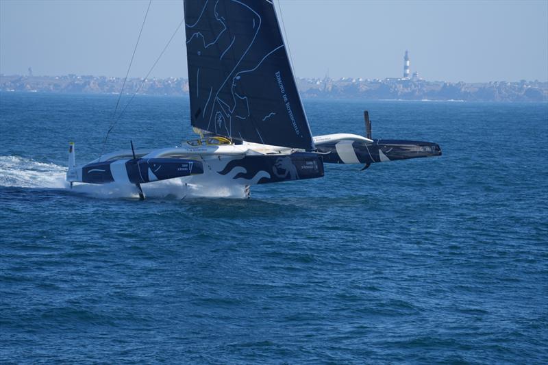 Maxi Edmund de Rothschild commences Jules Verne Trophy, Sunday Feb 12, 2023 from Ushant photo copyright E. Stichelbaut  taken at  and featuring the Maxi class