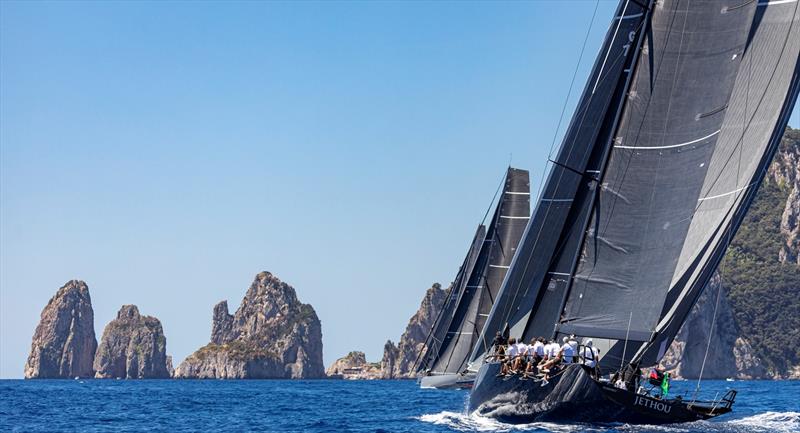 The former Maxi 72s approach Capri's famous Faraglioni rocks during the 2022 IMA Maxi Europeans - photo © IMA / Studio Borlenghi