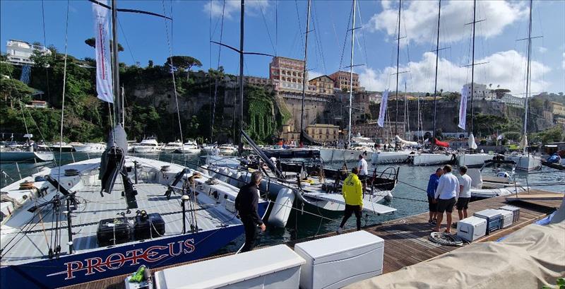 Maxi fleet assembles in Sorrento for the 2023 IMA Maxi European Championship which starts with the Regata dei Tre Golfi today photo copyright James Boyd / IMA taken at Circolo del Remo e della Vela Italia and featuring the Maxi class