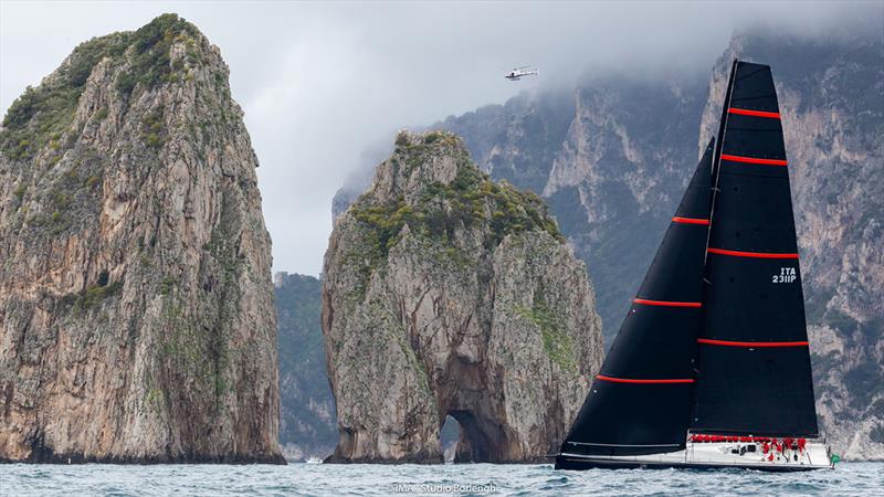 Pier Luigi Loro Piana's My Song approaches Capri's famous Faraglioni rocks - IMA Maxi European Championship - photo © IMA / Studio Borlenghi