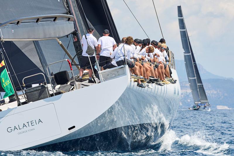 Chris Flowers' Wallycento Galateia won the battle of the 100 footers this week - 2023 Rolex Giraglia photo copyright Rolex / Studio Borlenghi taken at Yacht Club Italiano and featuring the Maxi class