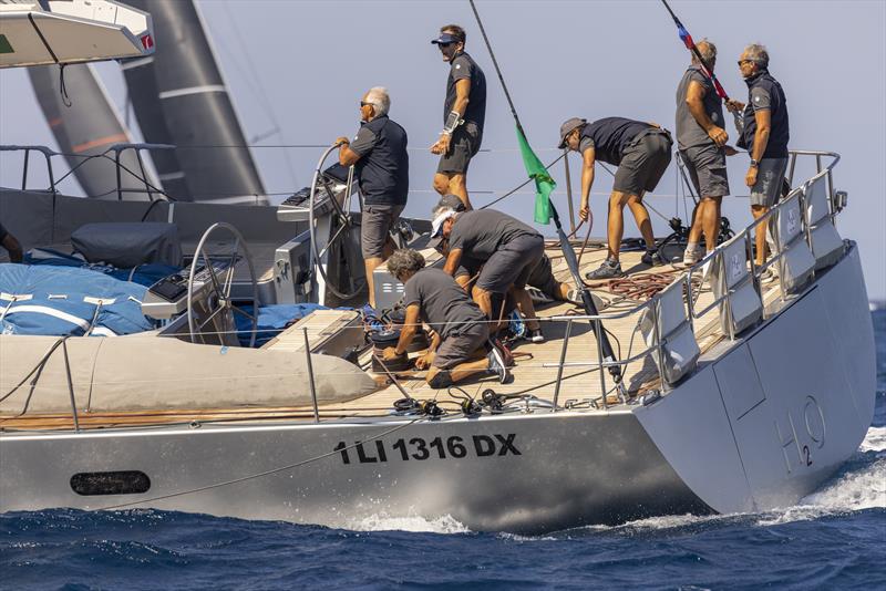 Riccardo De Michele at the wheel of H20, the Maxi Yacht Rolex Cup's longest standing competitor - Maxi Yacht Rolex Cup 2023 - photo © IMA / Studio Borlenghi