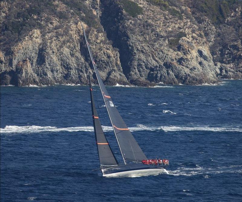Pier Luigi Loro Piana's My Song with the Cote d'Azur's rugged coastline - Les Voiles de Saint-Tropez 2023 Day 3 - photo © Gilles Martin-Raget