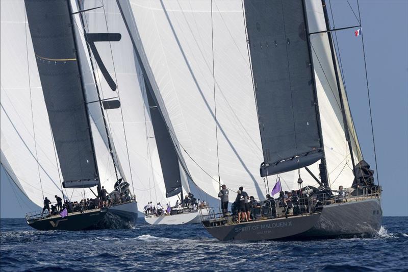 The ex-Wallycentos V (ex-Tango), Galateia and Spirit of Malouen (ex Hamilton/Open Season) - 2023 Les Voiles de Saint-Tropez photo copyright Gilles Martin-Raget taken at Société Nautique de Saint-Tropez and featuring the Maxi class