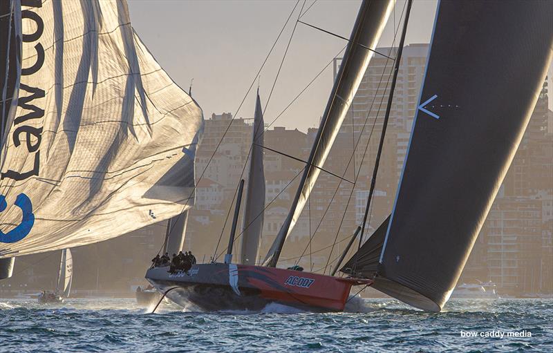 andoo Comanche drives away from the start line photo copyright Bow Caddy Media taken at Cruising Yacht Club of Australia and featuring the Maxi class