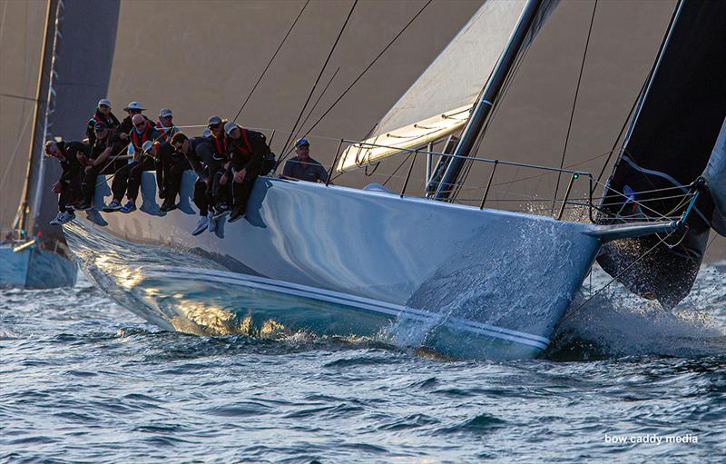 No Limit powers towards North Head photo copyright Bow Caddy Media taken at Cruising Yacht Club of Australia and featuring the Maxi class