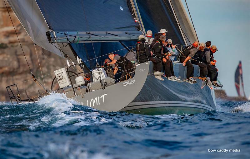 No Limit powers on to North Head photo copyright Bow Caddy Media taken at Cruising Yacht Club of Australia and featuring the Maxi class