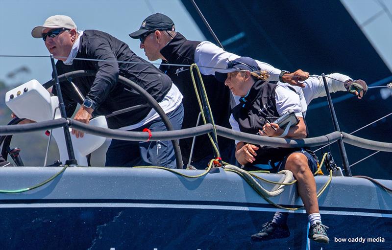 Bear away action aboard Alive photo copyright Bow Caddy Media taken at Cruising Yacht Club of Australia and featuring the Maxi class