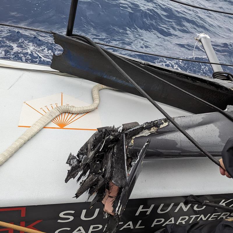 Broken bowsprit, but all sails were saved! - photo © SHK Scallywag