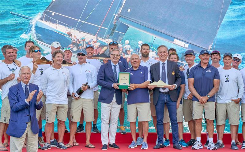 Hap Fauth and the Bella Mente crew receive their prizes for winning the third  IMA Maxi European Championship - photo © IMA / Studio Borlenghi