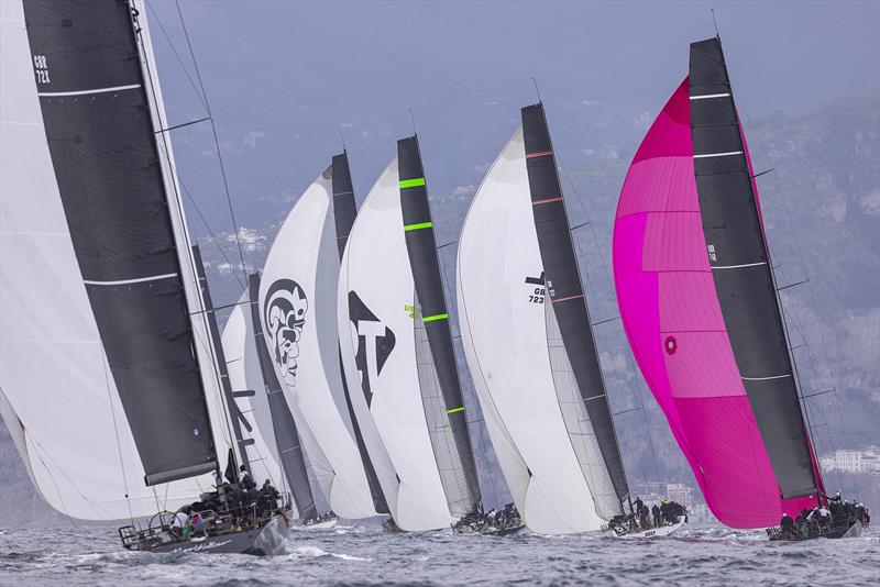 Maxi Grand Prix fleet chases Bullitt and Galateia down the run - photo © IMA / Studio Borlenghi 