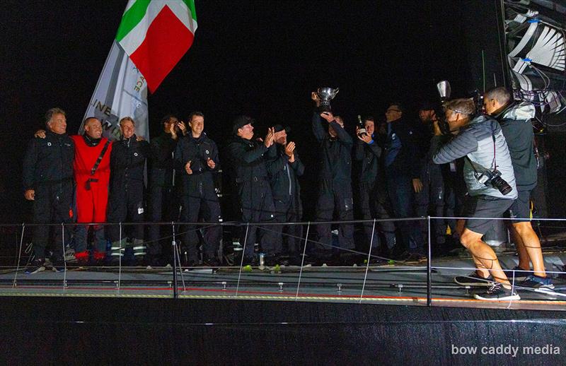 The Black Jack team celebrate their Line Honours win in Cherbourg - photo © Bow Caddy Media