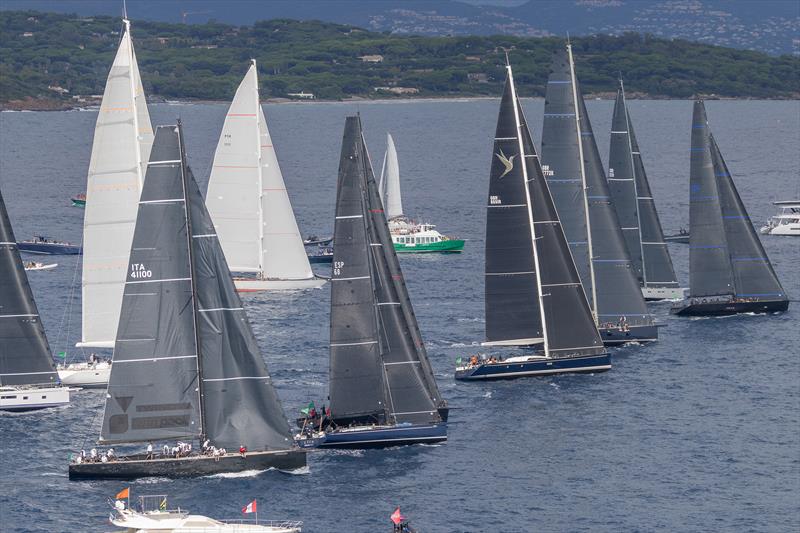 Maxi 3 sets sail on its coastal race - Les Voiles de Saint-Tropez 2025 photo copyright Gilles Martin-Raget / www.martin-raget.com taken at Société Nautique de Saint-Tropez and featuring the Maxi class