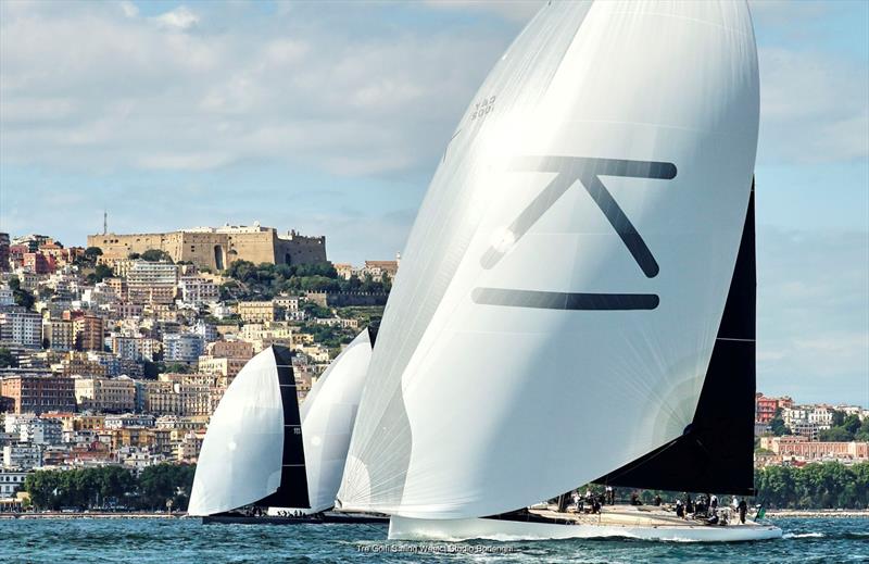 Galateia charges away from Naples at the start of last year's offshore race photo copyright Tre Golfi Sailing Week / Studio Borlenghi taken at Circolo del Remo e della Vela Italia and featuring the Maxi class