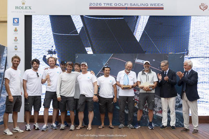 IMA Maxi European Championship 2026 Inshore Racing Prize Giving - Guido Paolo Gamucci (fourth from right) claims his prize for becoming IMA Maxi European Champion in Maxi 3 - photo © IMA / Studio Borlenghi