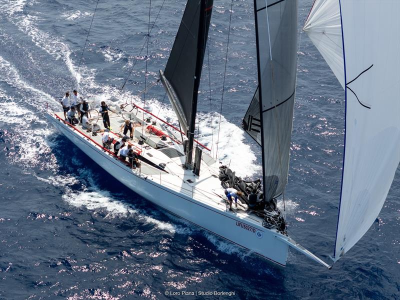 Guido Paolo Gamucci's canting keel Mylius 60 Cippa Lippa X en route to maxi/IRC 0 victory in the offshore race photo copyright Loro Piana / Studio Borlenghi taken at Yacht Club Italiano and featuring the Maxi class