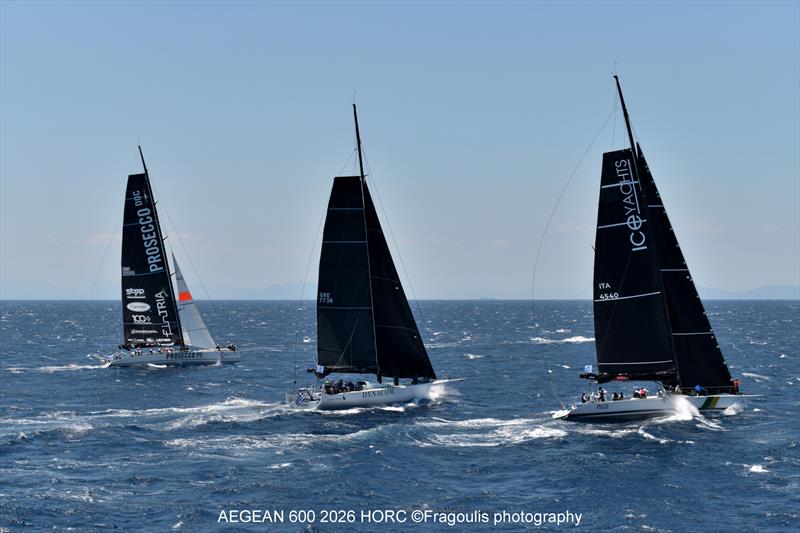 Prosecco DOC Shockwave³, Aiolos and Nice set off heavily reefed during Sunday's breezy start to the Aegean 600 - photo © Fragoulis photography