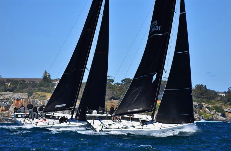 Lightspeed and Vino pass South Head during the MC38 Winter Regatta Act 4 on Sydney Harbour photo copyright David Staley / MHYC taken at Middle Harbour Yacht Club and featuring the MC38 class