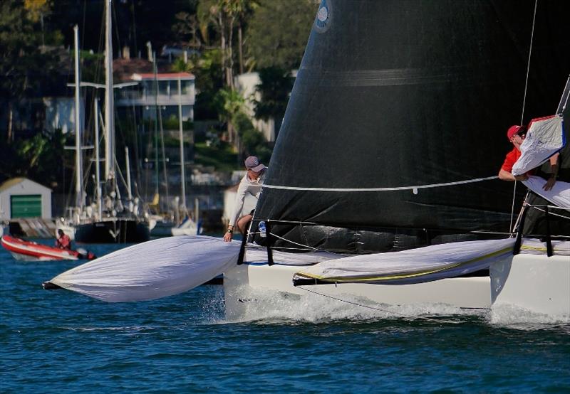 Top mark Maserati and Lazy Dog photo copyright Tilly Lock Media taken at Royal Prince Alfred Yacht Club and featuring the MC38 class