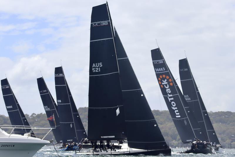 Startline action during MC38 2022 Season Act 1 on Pittwater photo copyright Rob McClelland taken at Royal Prince Alfred Yacht Club and featuring the MC38 class