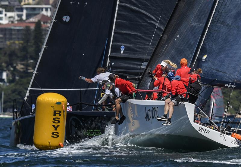 Aus Champs mark rounding for Lazy Dog and Hoolian - MC38 2022 Australian Championship photo copyright Marg Fraser-Martin taken at Royal Sydney Yacht Squadron and featuring the MC38 class