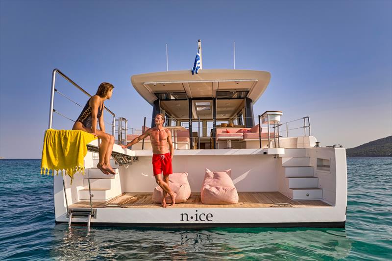 The wide stern platform makes for easy boarding - Omikron OT-60 -  Juan Yacht Design - October 2025 - photo © Studio Reskos