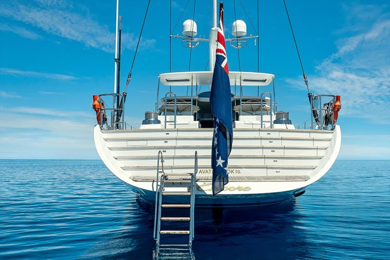 Lifting transom gives access to Lazarette behind - Encore - designed by DuBois - built by Alloy Yachts - photo © McD Yachts