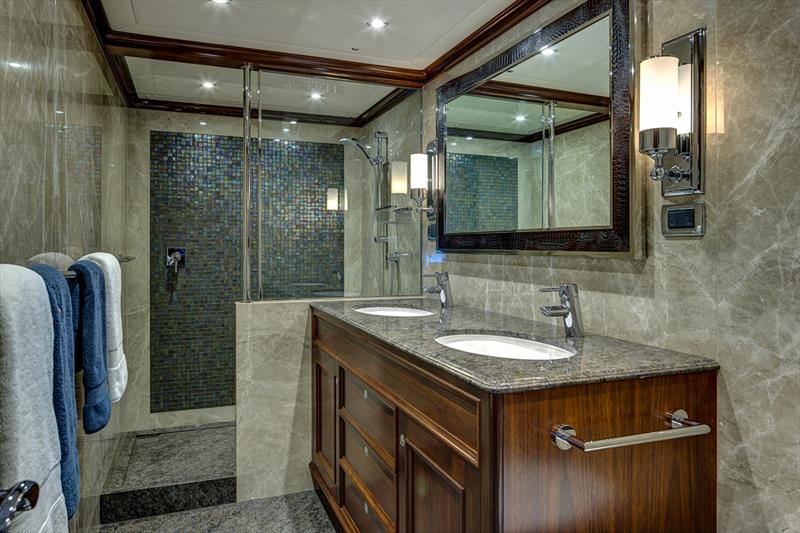 Master Ensuite - Encore - designed by DuBois - built by Alloy Yachts - photo © McD Yachts