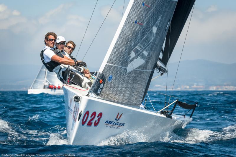 Racing on day 2 of the Melges 20 World League at Scarlino photo copyright Melges World League / Barracuda communication taken at Club Nautico Scarlino and featuring the Melges 20 class