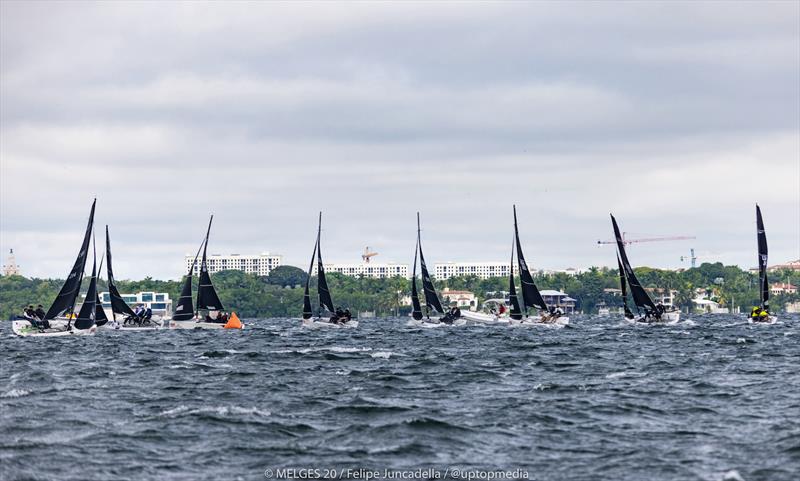 Melges 20 racecourse action on the waters off of Miami - photo © UP TOP Media/ Felipe Juncadella