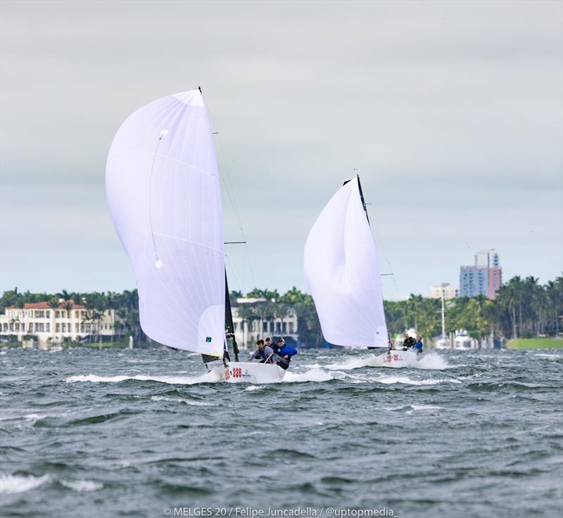 Melges 20 racecourse action on the waters off of Miami - photo © UP TOP Media/ Felipe Juncadella