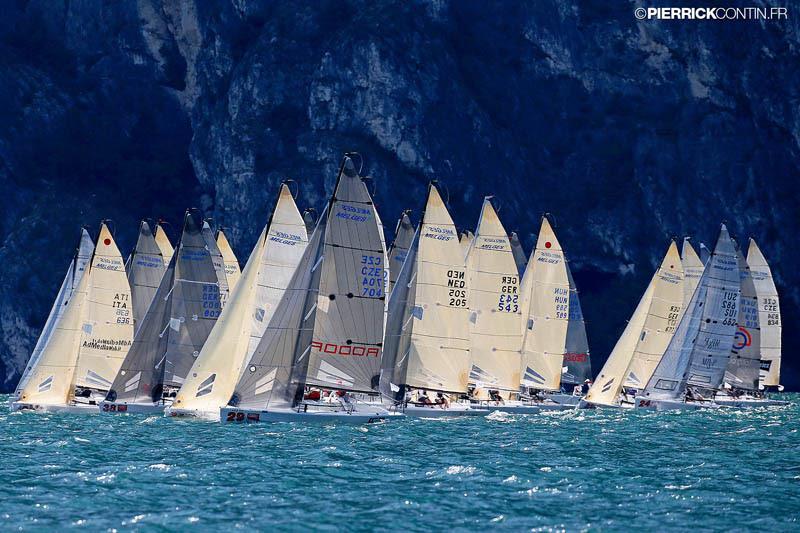 Day 1 of the Audi tron European Sailing Series for Melges 24s in Riva del Garda photo copyright Pierrick Contin / www.pierrickcontin.fr taken at Fraglia Vela Riva and featuring the Melges 24 class