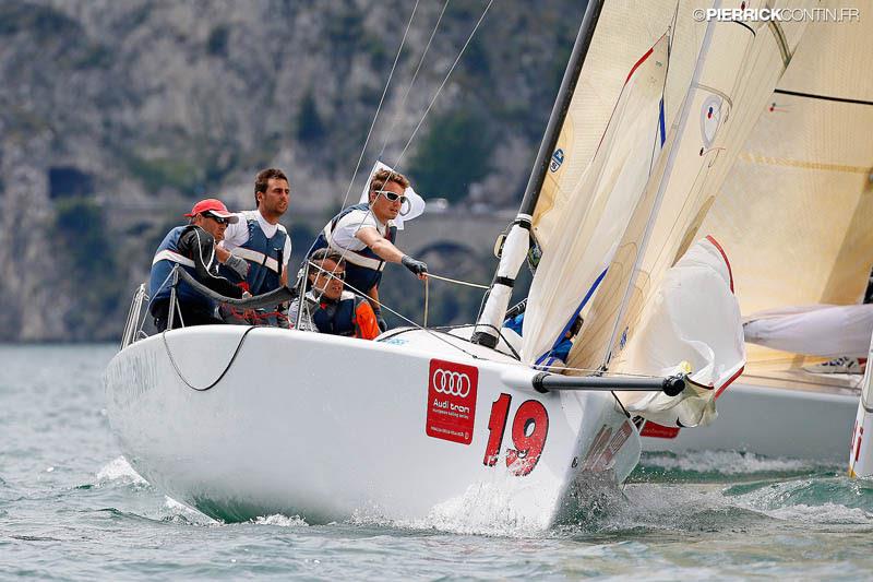 Marrakech Express ITA-636 with Alfredo Capodanno at the helm on day 2 of the Audi tron European Sailing Series for Melges 24s in Riva del Garda photo copyright Pierrick Contin / www.pierrickcontin.fr taken at Fraglia Vela Riva and featuring the Melges 24 class