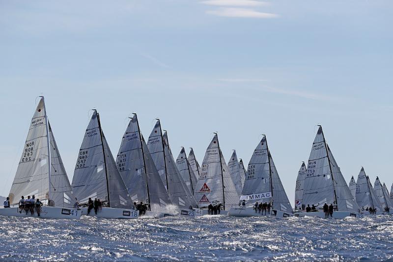 Racing on day 1 of the Marinepool Melges 24 Europeans photo copyright Pierrick Contin / www.pierrickcontin.com taken at COYCH Hyeres and featuring the Melges 24 class