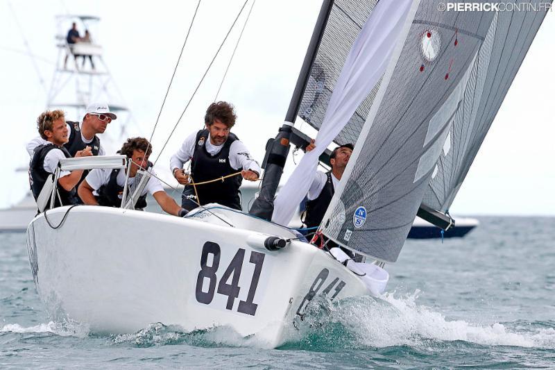 Andrea Pozzi's Bombarda ITA841 got their first bullet on day 4 of the 2016 Melges 24 World Championship at Miami photo copyright Pierrick Contin / www.pierrickcontin.com taken at Coconut Grove Sailing Club and featuring the Melges 24 class