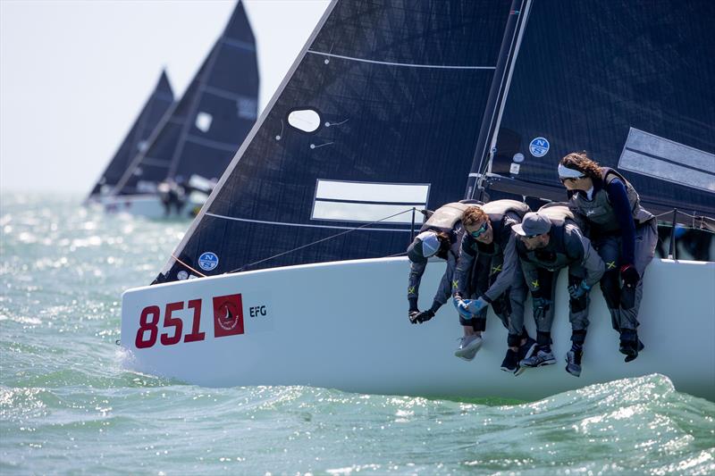 Bruce Ayres and his team on 'Monsoon' lead the Melges 24 fleet on day 3 of the 94th Bacardi Cup on Biscayne Bay photo copyright Matias Capizzano taken at Biscayne Bay Yacht Club and featuring the Melges 24 class