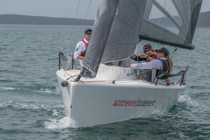 Reigning champion Andy Wharton in Accrewed Interest – Musto Melges 24 Nationals photo copyright Ally Graham taken at Port Lincoln Yacht Club and featuring the Melges 24 class