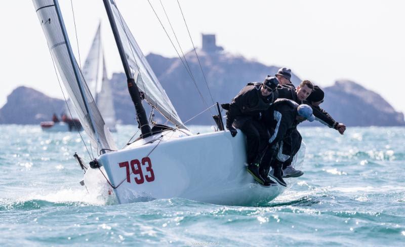 The first victory of the season went to the newcomers of General Lee ITA793 (1-1-7)  by Mario Zilliani with Samuele Nicolettis calling tactics - 2018 Melges 24 European Sailing Series photo copyright Zerogradinord / IM24CA taken at Yacht Club Punta Ala and featuring the Melges 24 class