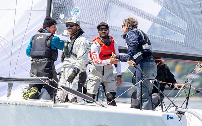The 'birthday bullet' was scored by Alan Field's WTF USA829, with Steve Hunt calling the tactics celebrating also his birthday today - 2018 Melges 24 World Championship - Day 1 photo copyright IM24CA / Zerogradinord taken at  and featuring the Melges 24 class