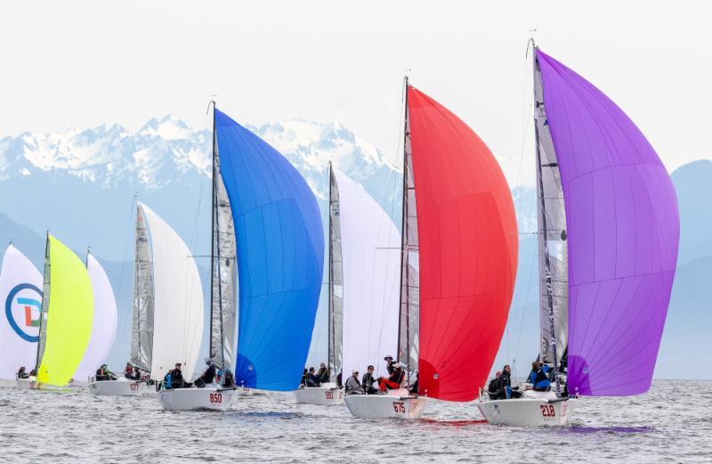 Sailing on Day Two of the Melges 24 World Championship 2018 with the Olympic Mountains in the background - photo © IM24CA/Zerogradinord