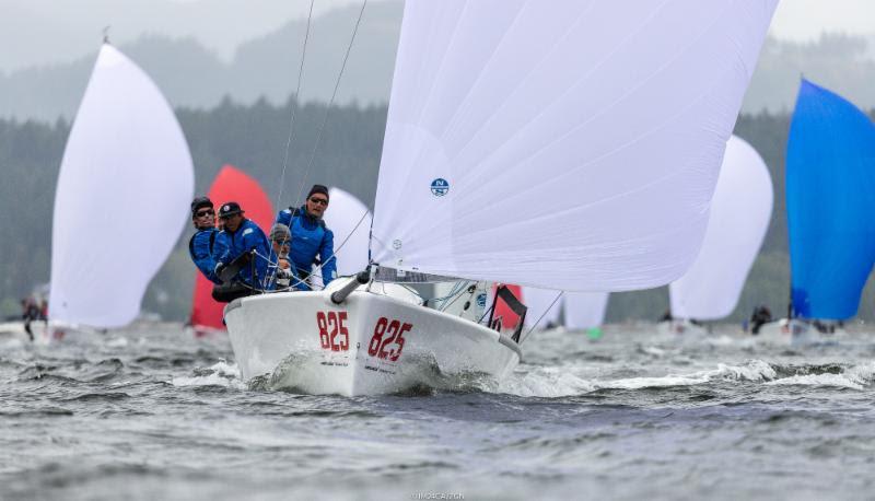 Winner of the first race of the day was Michael Goldfarb's War Canoe USA825, jumping to fourth position in the overall ranking after Day Four - 2018 Melges 24 World Championship - Day 4 - photo © IM24CA / Zerogradinord