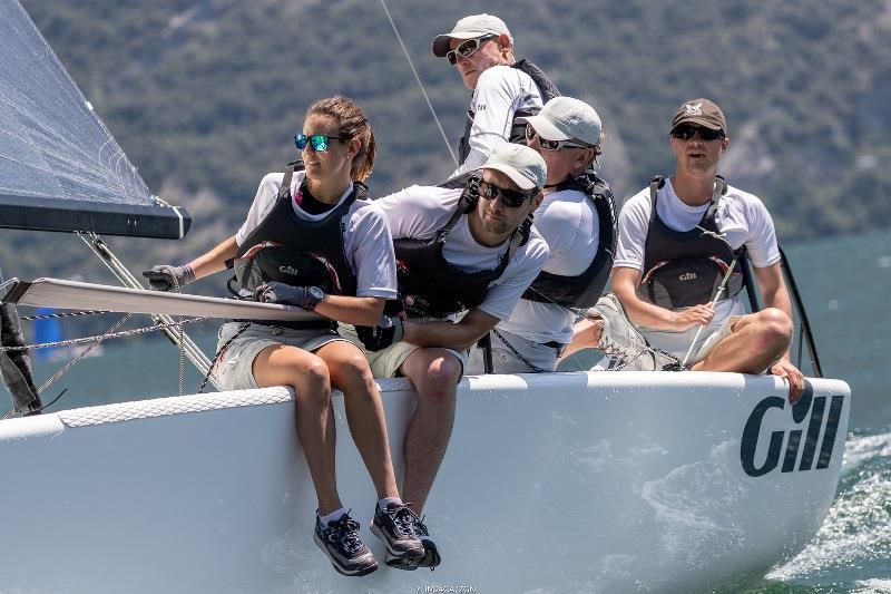 Miles Quinton's Gill Race Team GBR694 (3-5-13) with Geoff Carveth in helm, protagonist of a very good series in the second day of racing in Torbole, is on third position in the Corinthian division photo copyright ZGN / IM24CA taken at  and featuring the Melges 24 class