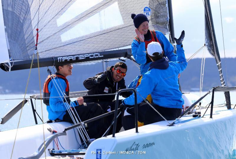 Today's only race in light winds was controlled and won by German White Room GER677 of Michael Tarabochia with Luis Tarabochia in the helm - 2019 Melges 24 European Sailing Series, Day 2 - photo © Andrea Carloni / IM24CA / ZGN