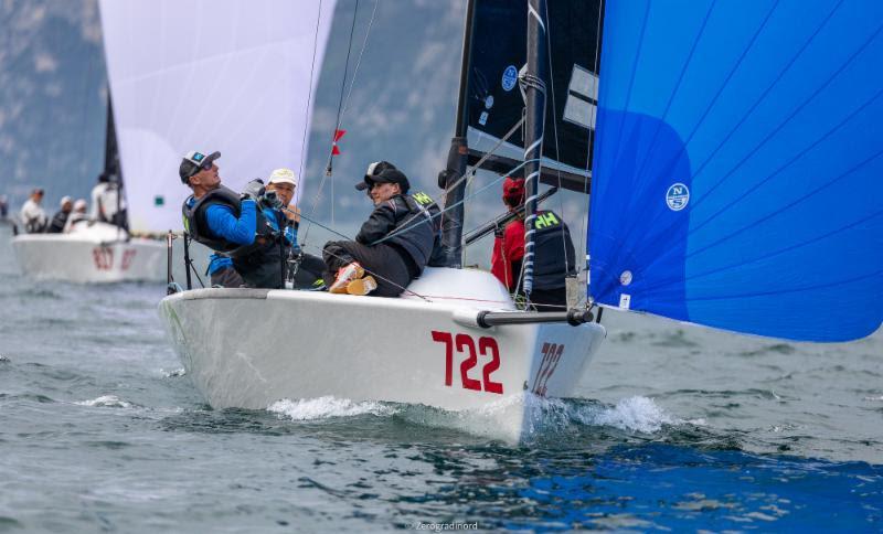 The bullet of the first race goes to the reigning World Champions on board Altea ITA722 by Andrea Racchelli - 2019 Melges 24 European Sailing Series photo copyright IM24CA / Zerogradinord taken at Fraglia Vela Malcesine and featuring the Melges 24 class