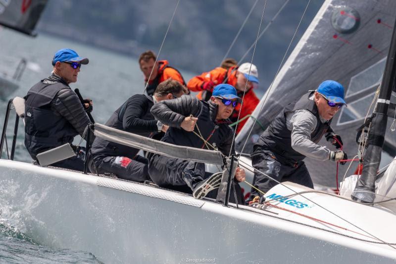 Miles Quinton's Gill Race Team GBR694 with Geoff Carveth at the helm leads the Corinthian division - 2019 Melges 24 European Sailing Series photo copyright IM24CA / Zerogradinord taken at Fraglia Vela Malcesine and featuring the Melges 24 class