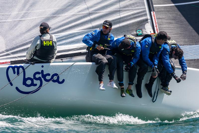 After day 1 of the Melges 24 European Sailing Series at Garda, the provisional Corinthian podium has completed by Magica of Piero Andolina photo copyright Zerogradinord / IM24CA taken at Fraglia Vela Riva and featuring the Melges 24 class